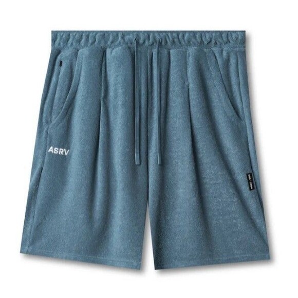 ASRV Towel Terry Relaxed Shorts Storm Blue NWT Retail $88 Mens Size XS - Picture 2 of 8